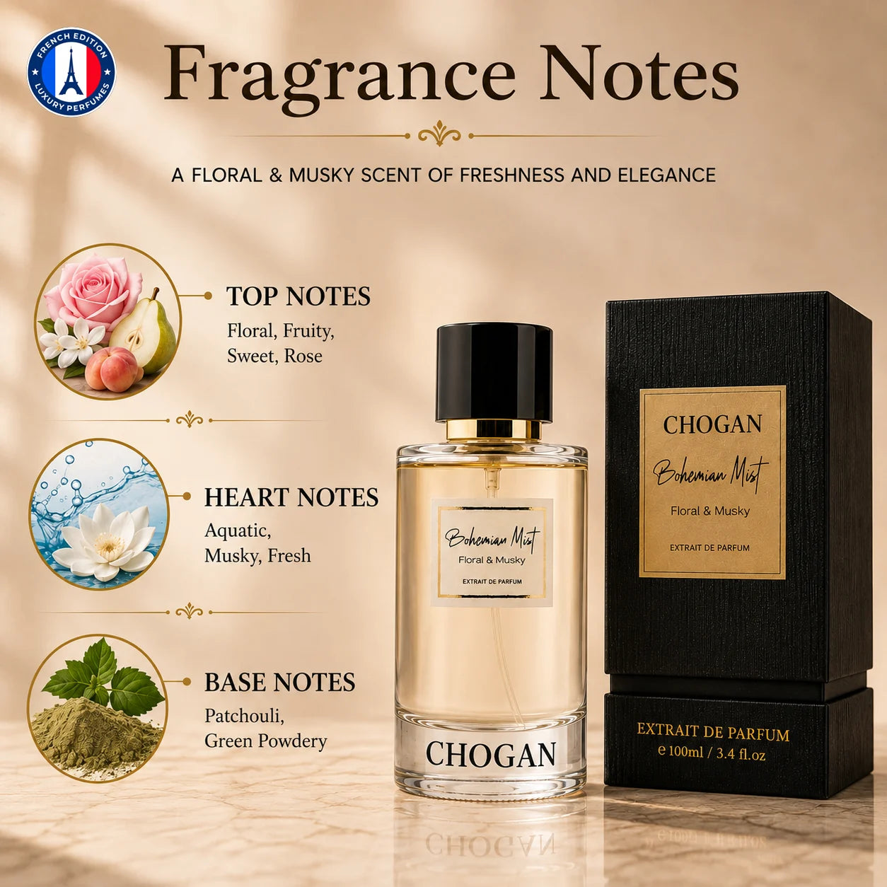 Chogan Bohemian Mist Unisex Extrait de Parfum 50ml & 100ml | Floral Fruity Fragrance