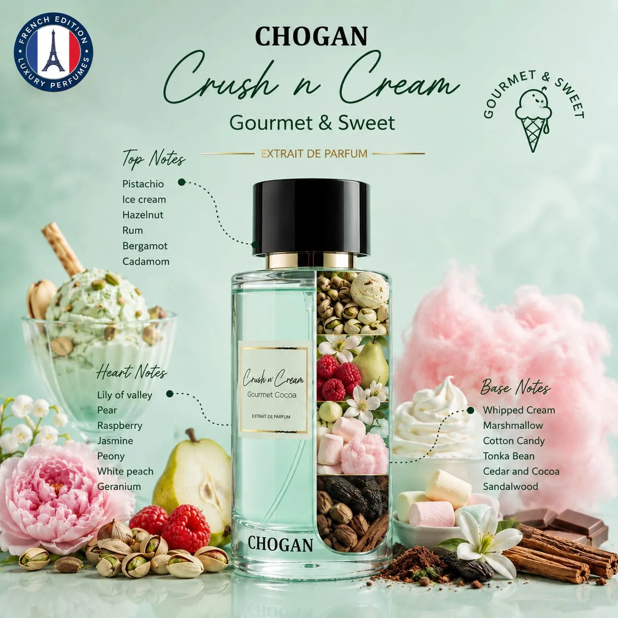 Chogan Crush n' Cream Unisex Extrait de Parfum 50ml & 100ml | Sweet Gourmand Fragrance
